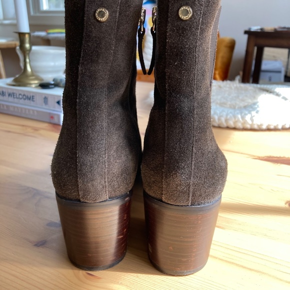 Tahari Resist Brown Suede Heeled Bootie - Picture 3 of 8